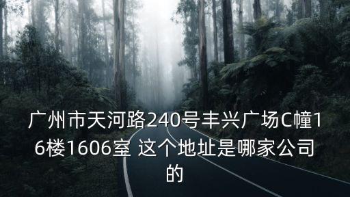 廣州市天河路240號豐興廣場C幢16樓1606室 這個地址是哪家公司的