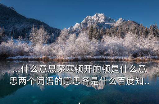...什么意思茅塞頓開的頓是什么意思兩個詞語的意思各是什么百度知...