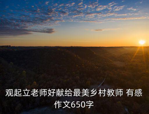 觀起立老師好獻(xiàn)給最美鄉(xiāng)村教師 有感作文650字