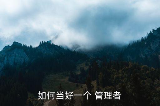如何當好一個 管理者