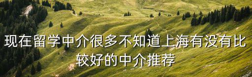 現在留學中介很多不知道上海有沒有比較好的中介推薦