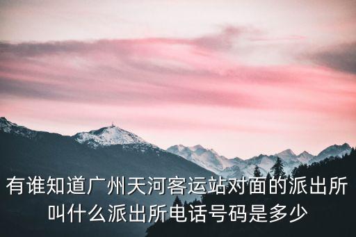 有誰知道廣州天河客運站對面的派出所叫什么派出所電話號碼是多少