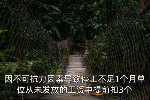 因不可抗力因素導致停工不足1個月單位從未發放的工資中提前扣3個