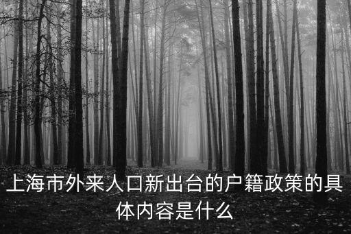 上海市外來人口新出臺的戶籍政策的具體內容是什么