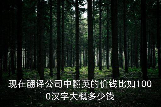 現(xiàn)在翻譯公司中翻英的價(jià)錢比如1000漢字大概多少錢