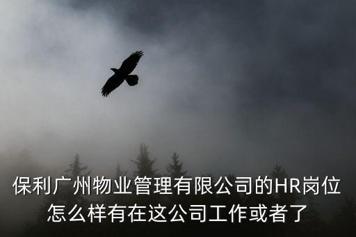 保利廣州物業(yè)管理有限公司的HR崗位怎么樣有在這公司工作或者了