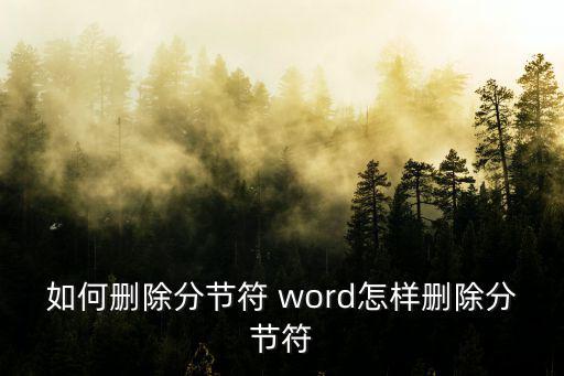 如何刪除分節(jié)符，怎樣消除word里面顯示的分節(jié)符