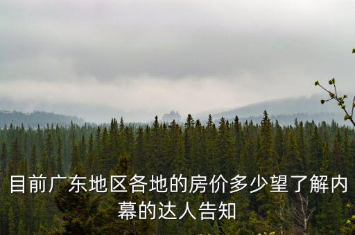 目前廣東地區各地的房價多少望了解內幕的達人告知