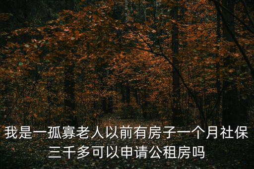 我是一孤寡老人以前有房子一個月社保三千多可以申請公租房嗎