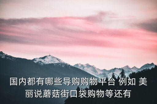 中國購，國內(nèi)都有哪些導(dǎo)購購物平臺 例如 美麗說蘑菇街口袋購物等還有