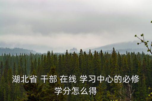 湖北省 干部 在線 學習中心的必修學分怎么得