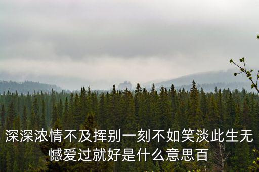 深深濃情不及揮別一刻不如笑淡此生無憾愛過就好是什么意思百