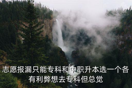 志愿報漏只能專科和中職升本選一個各有利弊想去?？频傆X