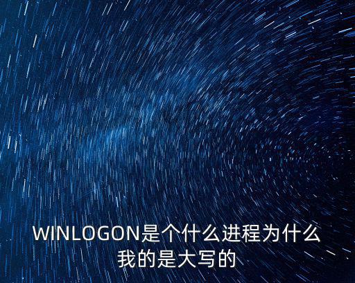 WINLOGON是個(gè)什么進(jìn)程為什么我的是大寫(xiě)的