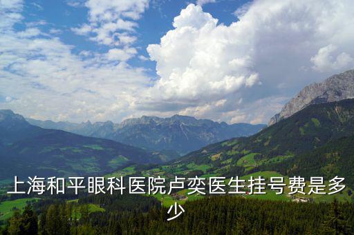 上海和平眼科醫院盧奕醫生掛號費是多少
