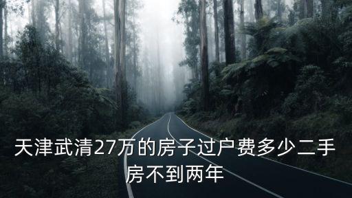 天津武清27萬的房子過戶費(fèi)多少二手房不到兩年