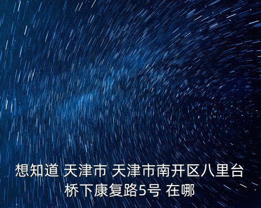 想知道 天津市 天津市南開區八里臺橋下康復路5號 在哪