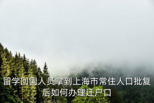 留學回國人員拿到上海市常住人口批復后如何辦理遷戶口