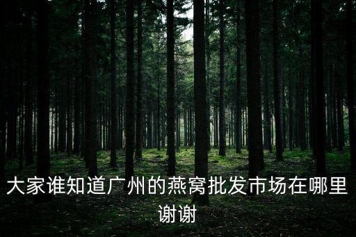 大家誰知道廣州的燕窩批發市場在哪里謝謝
