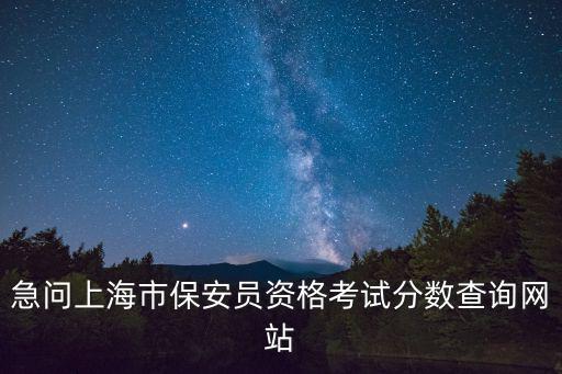 急問上海市保安員資格考試分數查詢網站