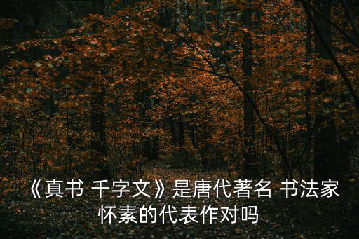 《真書 千字文》是唐代著名 書法家懷素的代表作對嗎