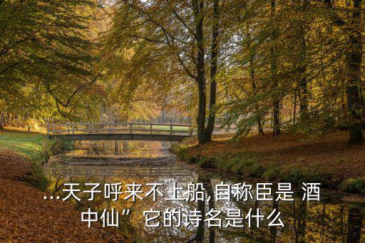 ...天子呼來不上船,自稱臣是 酒中仙”它的詩名是什么