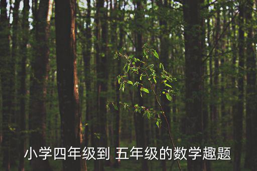 小學四年級到 五年級的數學趣題