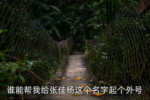 誰能幫我給張佳楊這個名字起個外號