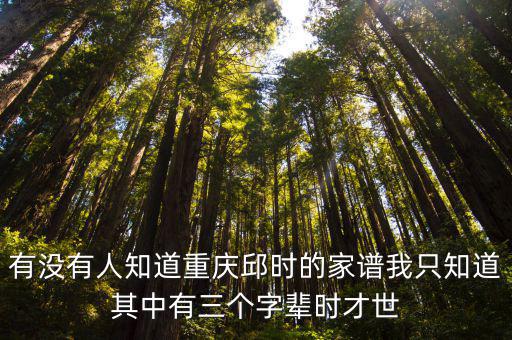 有沒有人知道重慶邱時的家譜我只知道其中有三個字輩時才世