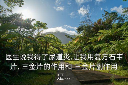 醫(yī)生說(shuō)我得了尿道炎,讓我用復(fù)方石韋片, 三金片的作用和 三金片副作用是...