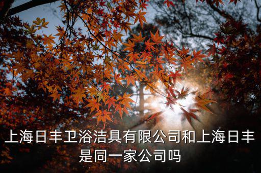 上海日豐衛(wèi)浴潔具有限公司和上海日豐是同一家公司嗎