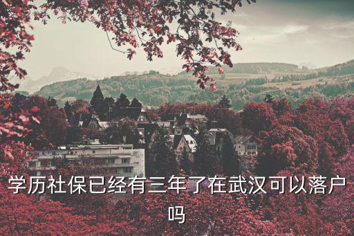 學(xué)歷社保已經(jīng)有三年了在武漢可以落戶嗎
