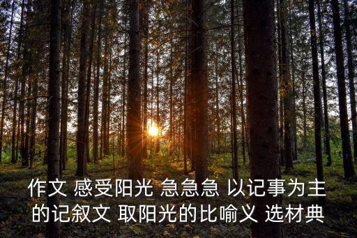 作文 感受陽光 急急急 以記事為主的記敘文 取陽光的比喻義 選材典