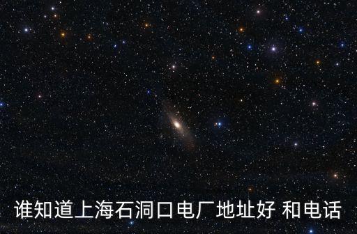 上海市石洞龍口電廠電話號碼，誰知道上海石洞口電廠地址好 和電話