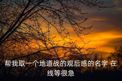 幫我取一個地道戰(zhàn)的觀后感的名字 在線等很急