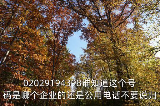 02029194398誰知道這個號碼是哪個企業的還是公用電話不要說歸