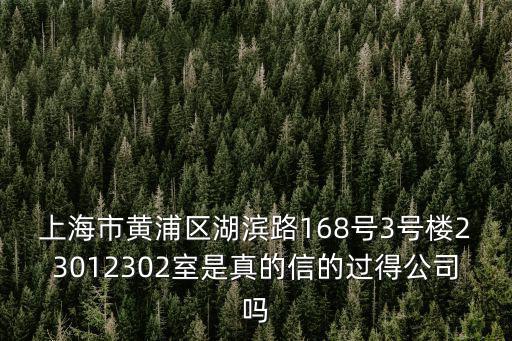 上海市黃浦區湖濱路168號3號樓23012302室是真的信的過得公司嗎