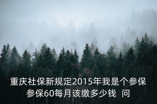 重慶社保新規定2015年我是個參保參保60每月該繳多少錢  問