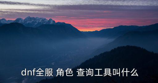  dnf全服 角色 查詢工具叫什么