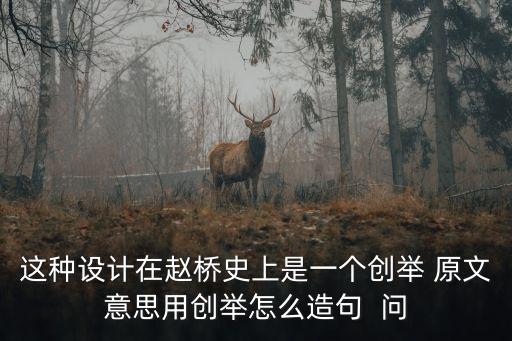 這種設計在趙橋史上是一個創舉 原文意思用創舉怎么造句  問