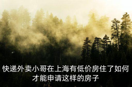 快遞外賣小哥在上海有低價房住了如何才能申請這樣的房子