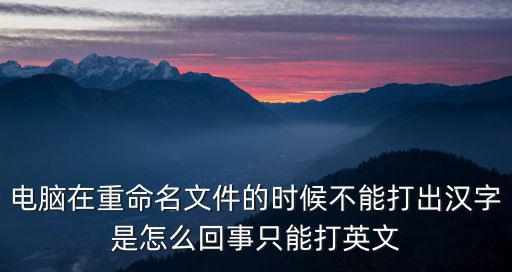 電腦在重命名文件的時候不能打出漢字是怎么回事只能打英文