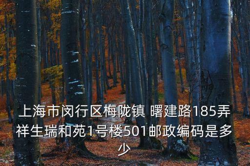 上海市閔行區梅隴鎮 曙建路185弄祥生瑞和苑1號樓501郵政編碼是多少