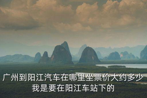 廣州至陽江汽車查詢，廣州到陽江汽車在哪里坐票價大約多少我是要在陽江車站下的