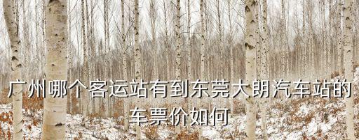 廣州哪個(gè)客運(yùn)站有到東莞大朗汽車(chē)站的車(chē)票價(jià)如何