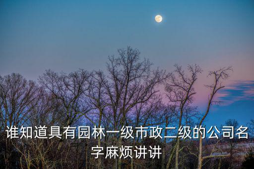 誰知道具有園林一級市政二級的公司名字麻煩講講