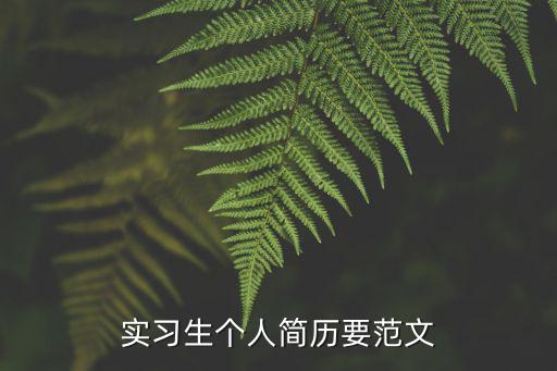 實習(xí)生個人簡歷要范文