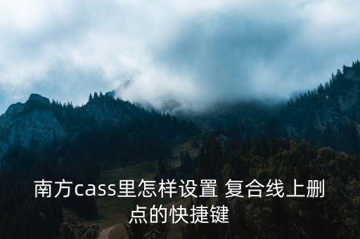 南方cass里怎樣設置 復合線上刪點的快捷鍵