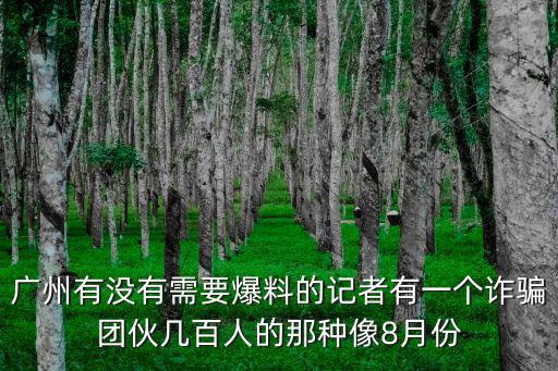 廣州2019網絡詐騙案，廣州有沒有需要爆料的記者有一個詐騙團伙幾百人的那種像8月份