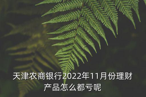 天津農商銀行2022年11月份理財產品怎么都虧呢
